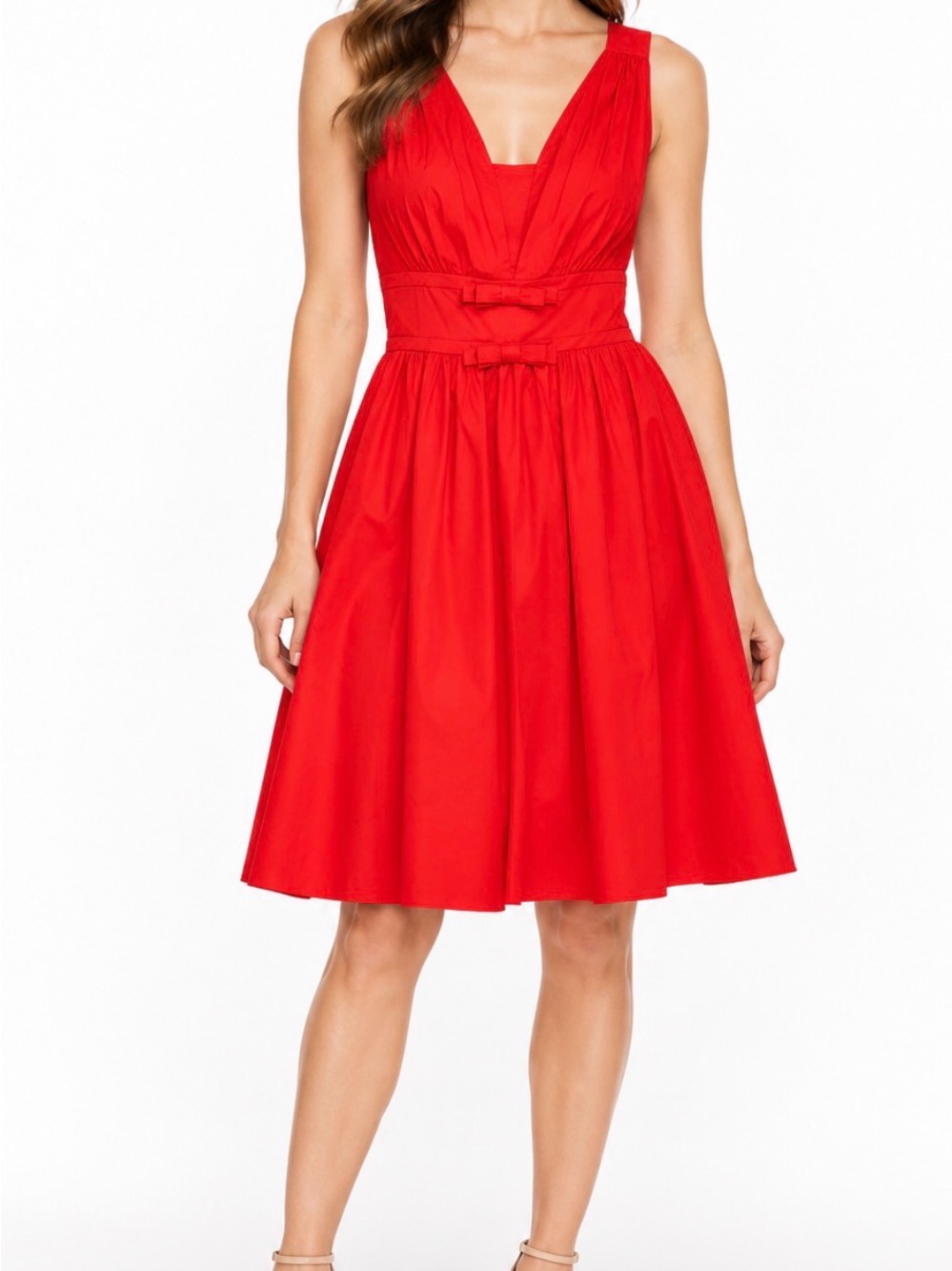 NWT Karl Lagerfeld Paris Red Double Bow Fit & Flare Dress Size 2